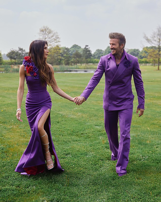 Victoria and David celebrated their 25th wedding anniversary on Thursday and once again donned their iconic purple outfits