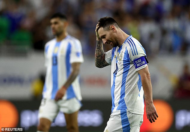 Lionel Messi tried a cheeky Panenka for his penalty, but his shot hit the crossbar and went over