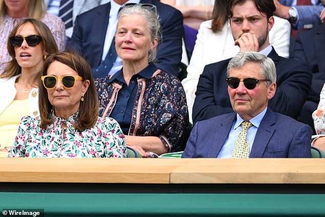 The Princess of Wales' parents took their seats in the front row of the Royal Box on Wimbledon day four