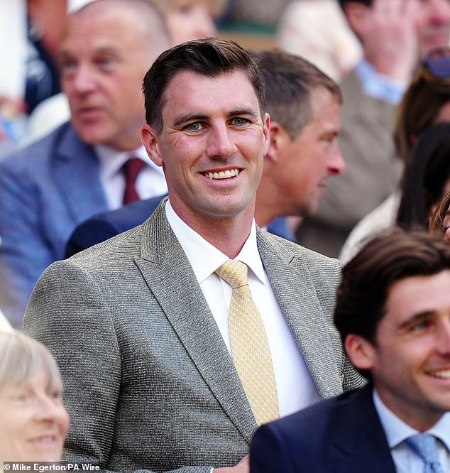 Australian cricketer Pat Cummins looked handsome in a grey suit in the Royal Box at Wimbledon on day four