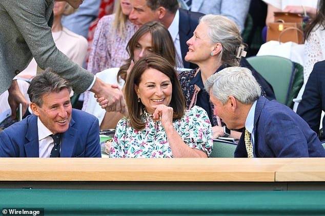 Lord Coe, who won gold in the 1500 metres at the 1980 and 1984 Olympics, enjoyed a chat with the parents of the Princess of Wales