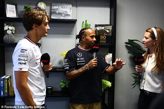 The 19-year-old driver, who replaced Carlos Sainz this season in March, joins Lewis Hamilton (centre), George Russell (left) and Lando Norris as the fourth Briton on the grid.