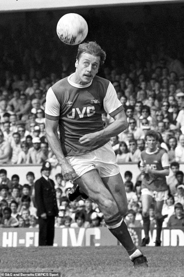 Caroline is now happily married to her husband John Hawley, 70, who was once a professional footballer, playing for clubs including Hull City, Leeds United, Bradford City and Arsenal until he retired in 1986 (pictured playing for Arsenal)
