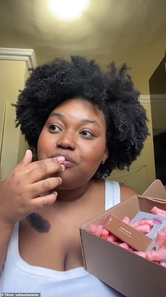 A viral TikTok video filmed by Brazilian influencer Adriana Batistta captured her eating foam bars