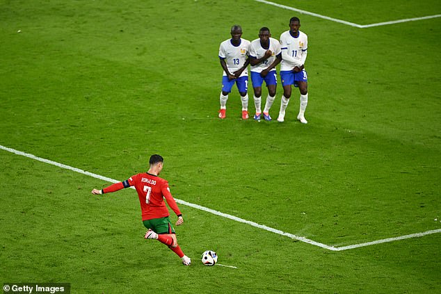 Ronaldo resumed the free kick in the second half and fired a shot into the French wall