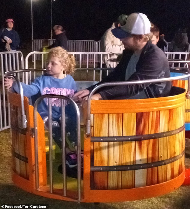 Serenity on a carnival ride with Lemons in a photo posted by her mother