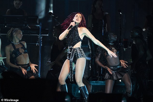 Glastonbury Festival is under fire after a number of artists suffered technical problems that left them sounding 'terrible' (Dua Lipa pictured on Friday night)