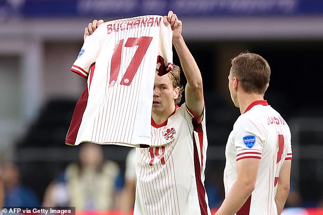 During his celebration, he paid tribute to his injured teammate and Canadian star player Tajon Buchanan