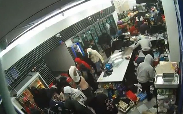 The robbers were in no hurry and could be heard on camera grabbing whatever they wanted.