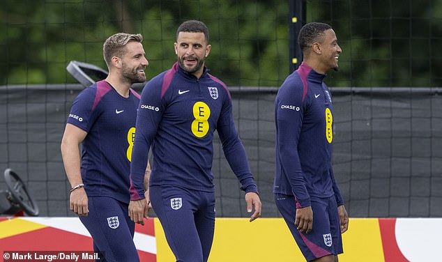 Kyle Walker (centre) and Ezri Konsa (right) could form part of a defensive trio for England