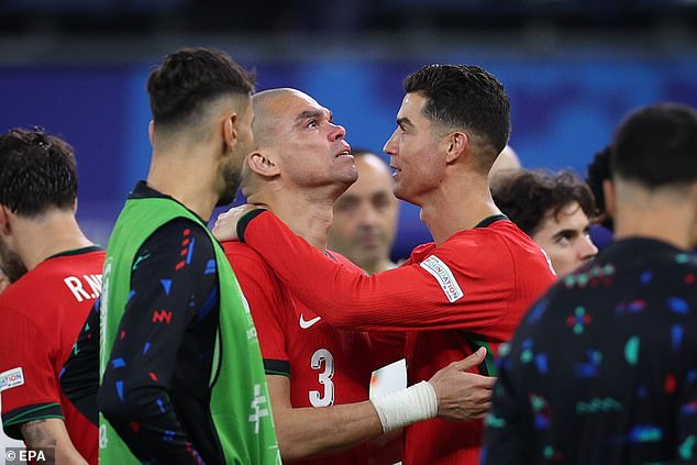 Pepe was seen sobbing in the arms of his captain after his team lost to France on penalties