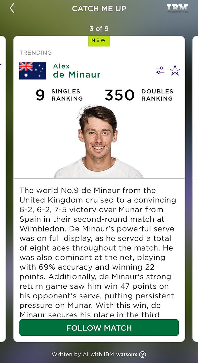 Australians were furious when AI wrote that Australian star Alex de Minaur was from the UK