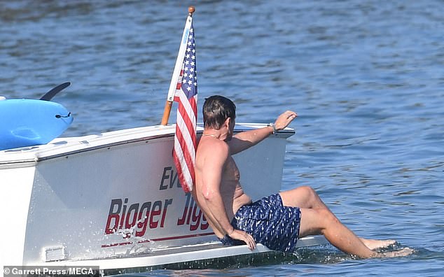 He climbed back onto the boat