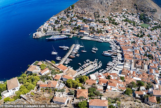 Car-free Hydra (above) in Greece is praised for its turquoise waters, hidden coves and winding alleys