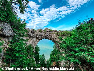 Arch Rock, a beautiful rock formation on Mackinac Island