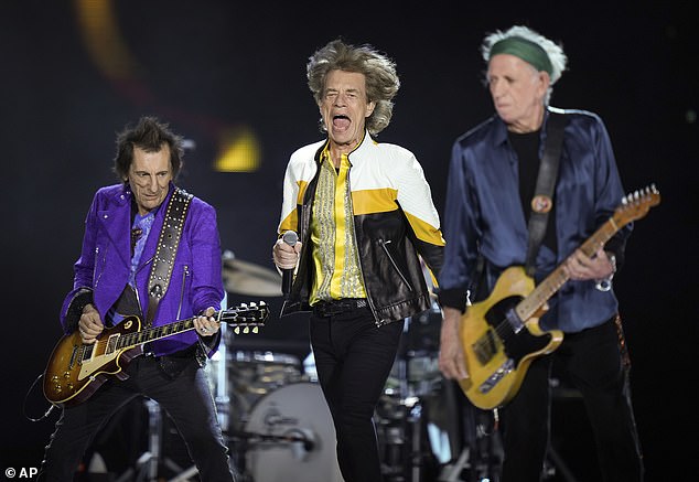 Mick joined his rock bandmates Ronnie Wood, 77, and Keith Richards, 80