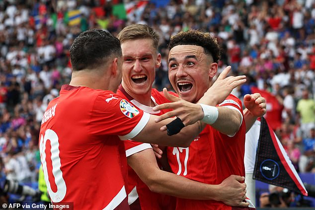 Switzerland reached the quarter-finals of the competition after a 2-0 victory over Italy