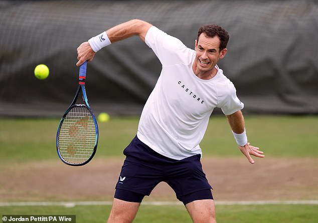 Andy Murray during a training session yesterday, when he looked like a formidable competitor for today's match