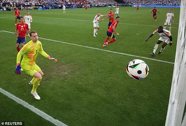 The winning goal in the 119th minute (pictured) set up a dramatic semi-final against France