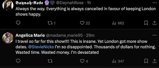 Fans were very disappointed with the news and many ticket buyers complained about the short notice and the loss of money for hotels, flights and more, for those who had come especially for the show.