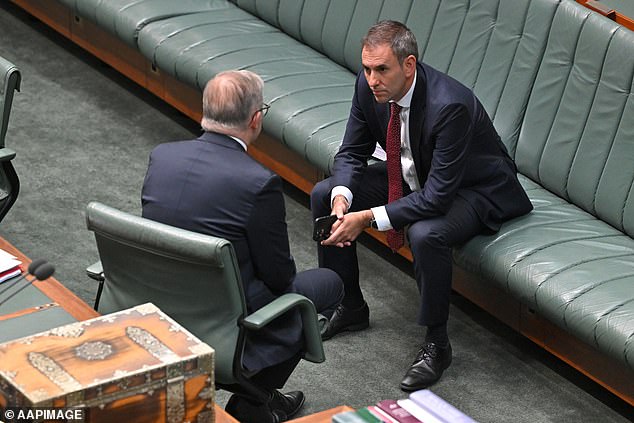 The Prime Minister has privately told people close to him that while he expects to win the next election, he also believes he is unlikely to retain Labor's parliamentary majority. Above, speaking to Finance Minister Jim Chalmers