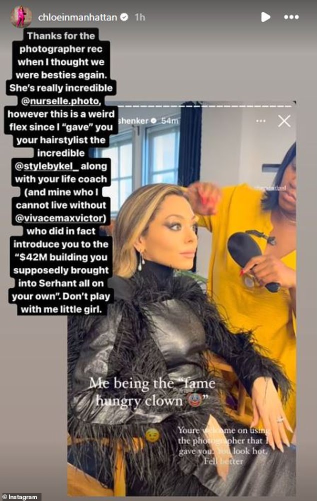 Shenker quickly responded to the posts with sassy comments and rebuttals on her Instagram Story — which Caine continued to push back against