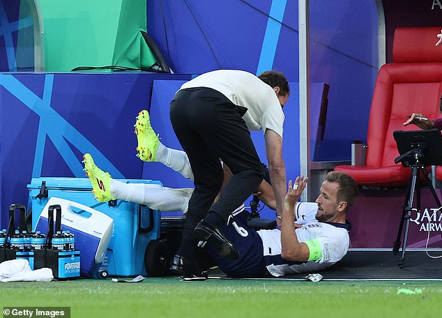 The England striker was forced off the field a few minutes later as penalties loomed.