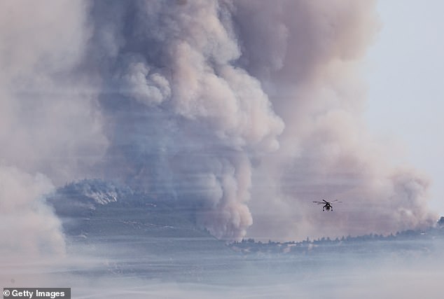 Images of the aftermath also show giant plumes of smoke rising from the forest as branches continue to burn to ash