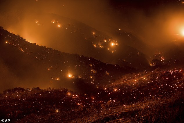 Santa Barbara Fire Department spokesman Scott Safechuck said temperatures reached 90 degrees Fahrenheit last night and the relative humidity was nine percent in the fire area.