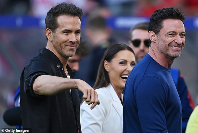 Canadian-American actor Ryan and Australian actor Hugh took a break from their promotional campaign to watch the match in Berlin