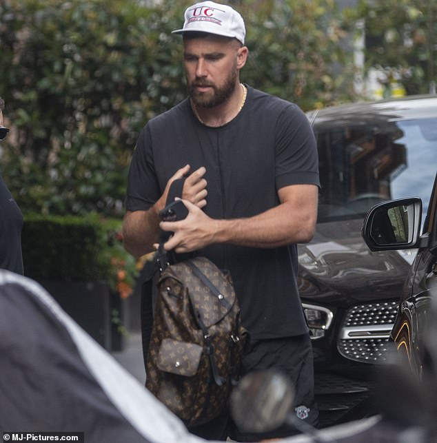 He also brought a Louis Vuitton backpack to the golf course in the countryside