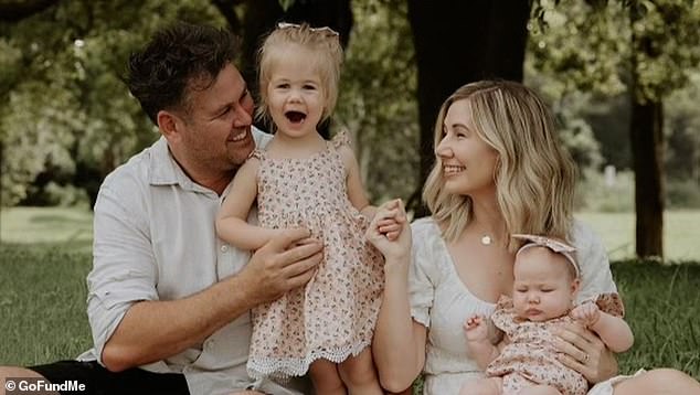 A GoFundMe for Mr. Agosta's wife and two daughters (pictured) has raised just under $220,000 in just over a month from more than 1,000 donations