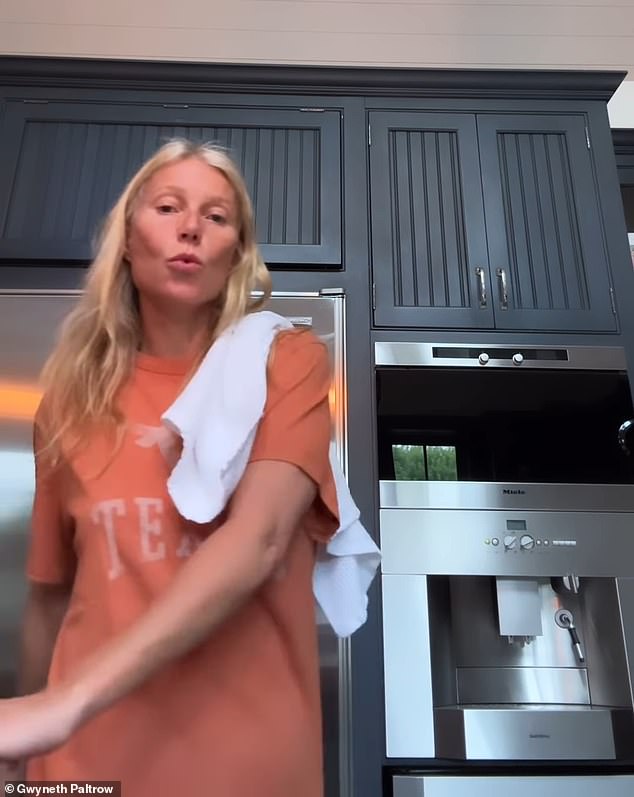 With a white towel over her shoulder like a professional chef, the star showed her 8 million followers how to prepare a lobster omelet and potato hash for a loved one