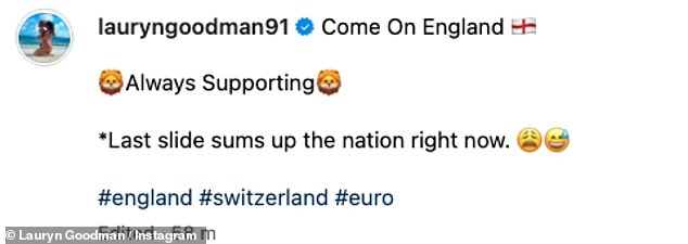 She captioned the post: 'Come on England, always support'.