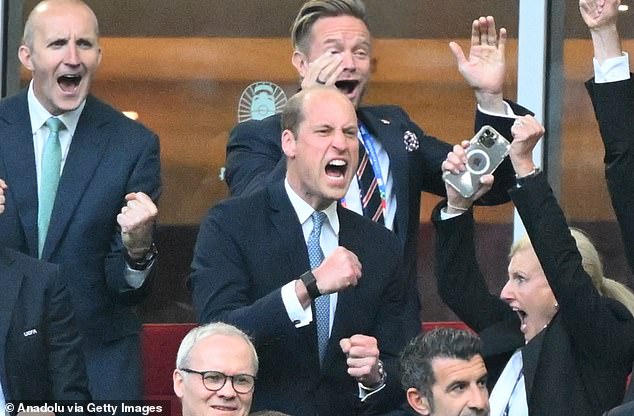 Prince William channeled the emotions of a nation as he cheered on the England national team to a nail-biting penalty shootout