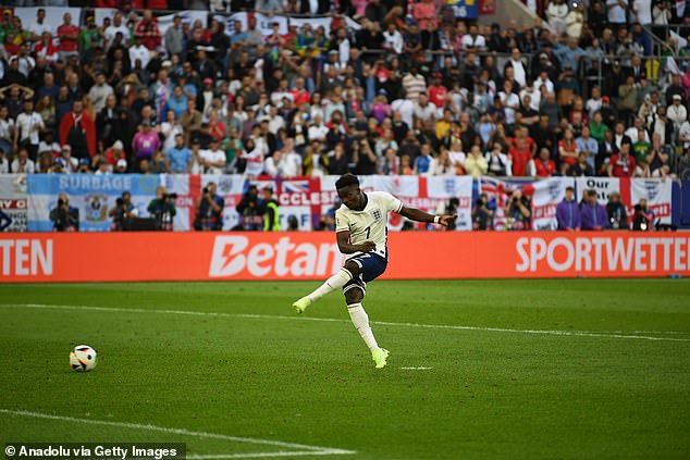 Saka was one of five England players to score from 12 yards as they won 5-3 on penalties