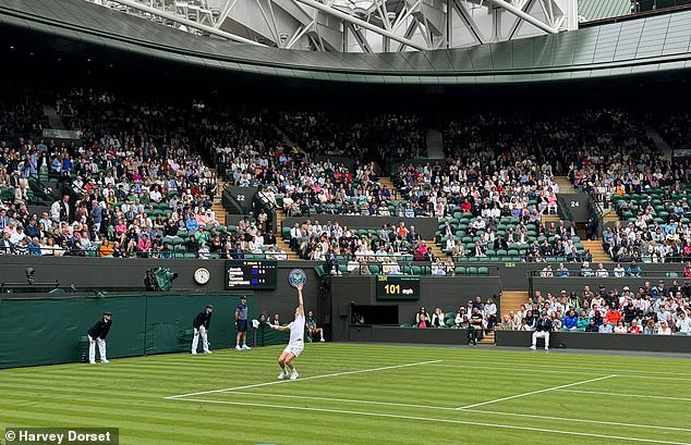 Action photo: Top seed Jannik Sinner serves in his first round clash with Yannick Hanfmann