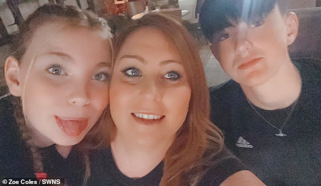 The mother of two was diagnosed with foreign accent syndrome (pictured with her daughter Brooke and son Zak)