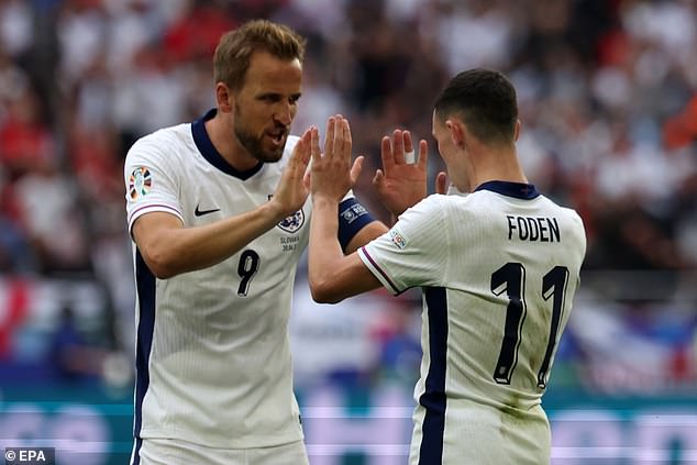 Neither England captain Kane (left) nor Foden (right) were on the pitch during the shoot-out