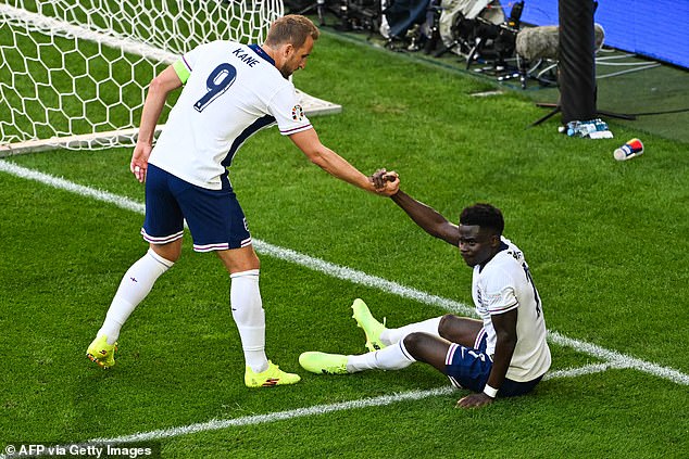 Kane helps Saka, who caused the Swiss 'problems all game' with his pace