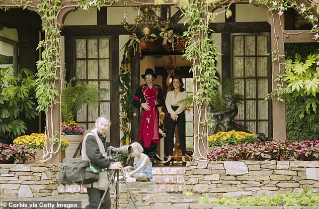 Michael pictured with his then wife Lisa Presley at his famous Neverland Ranch