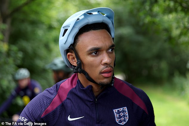 Saturday's penalty hero Trent Alexander-Arnold was among the players taking part in the ride