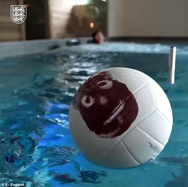 A replica of the ball from Tom Hanks' 2000 film Cast Away was on display in the pool