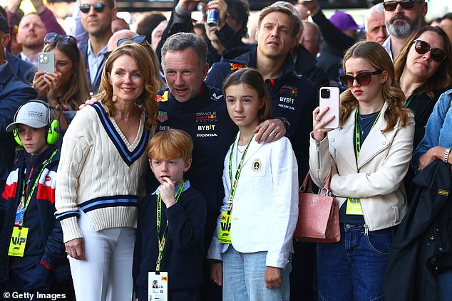 Elsewhere, Geri and Christian Horner were joined by son Montague and daughters Bluebell and Olivia