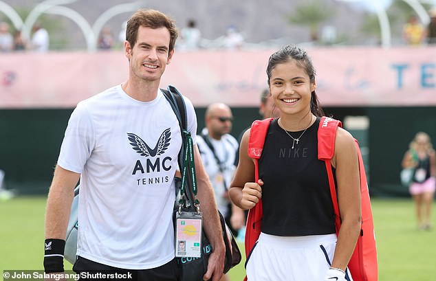 Raducanu (right) felt some pain in her right wrist and her withdrawal cost Andy Murray (left) a final farewell at Wimbledon, after losing earlier in the week in the men's doubles to his brother