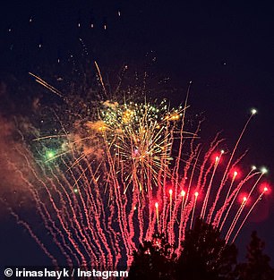 Shayk also shared a photo of the colorful fireworks show on Independence Day