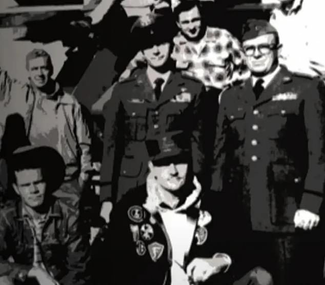 Retired USAF First Lieutenant Robert Jacobs, pictured in the center of the bottom row, with his crew