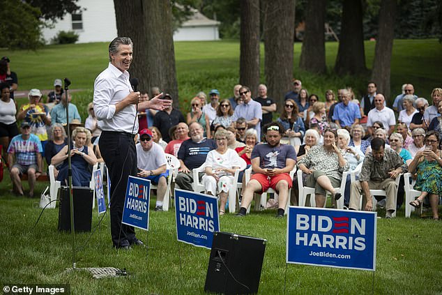 Newsom made his case for Biden at a local Independence Day picnic in Michigan