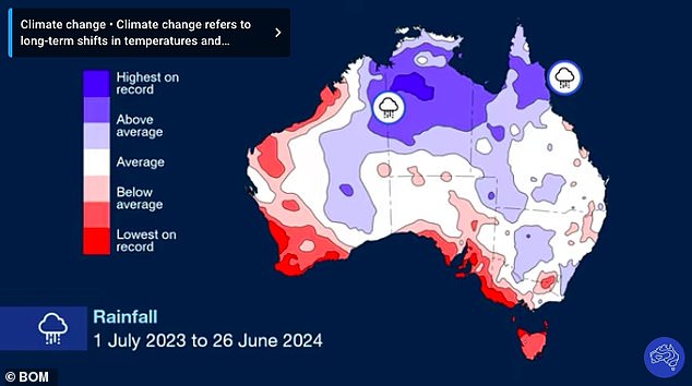 From July to September there is a chance of above average rainfall in eastern and central Australia