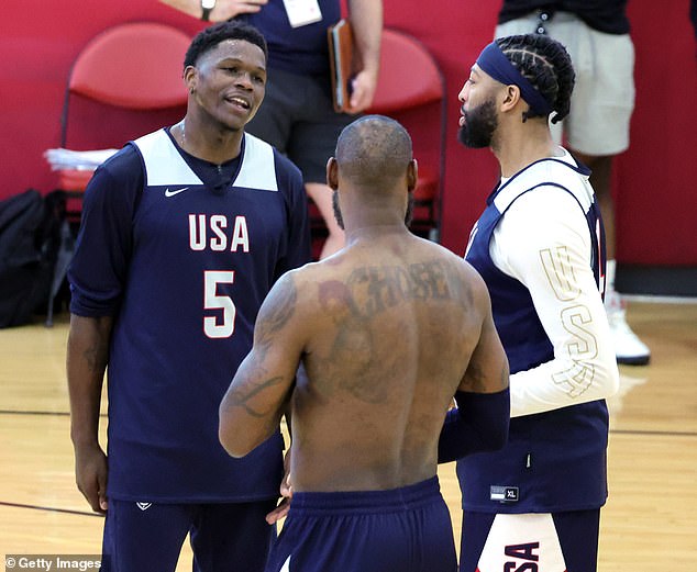 Edwards (5) will play alongside players like LeBron James (center) and Anthony Davis (R)